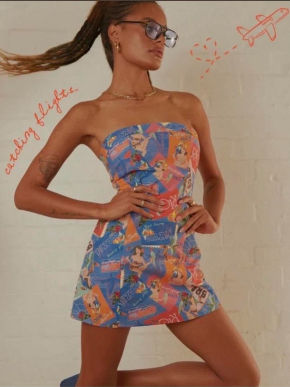 Peppermayo Catching Flights Postcard Mini Tube Dress